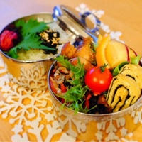 金曜日３連休前の旦那くん弁当＊さつまいものレモン煮