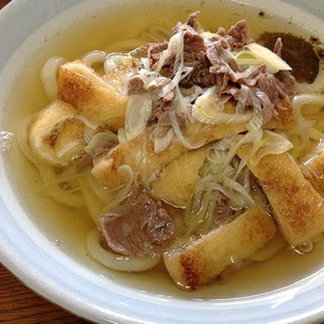 今朝の麺は「肉きざみうどん」