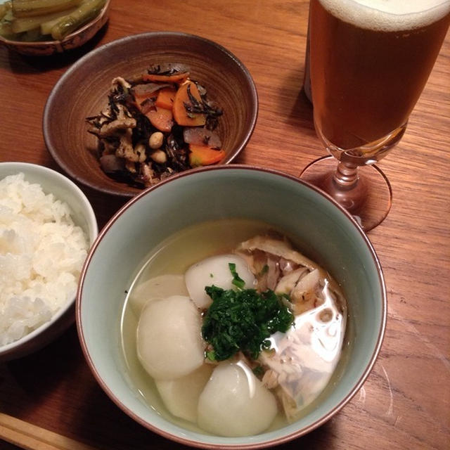 鯵の干物と蕪で作るお吸物