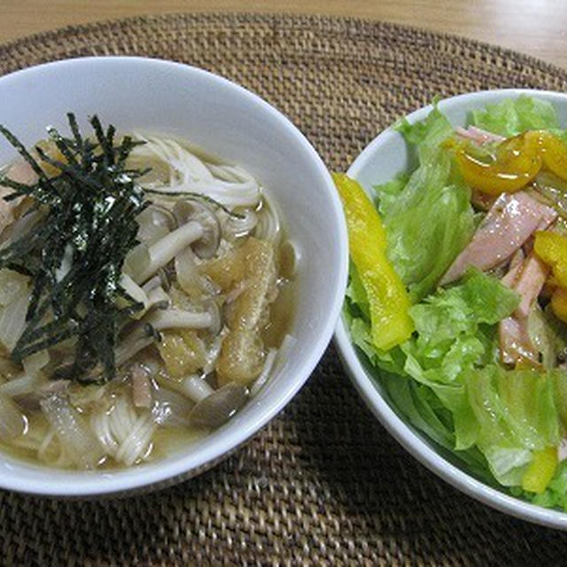 きのことツナの煮麺 お煮かけ風で朝ごはん