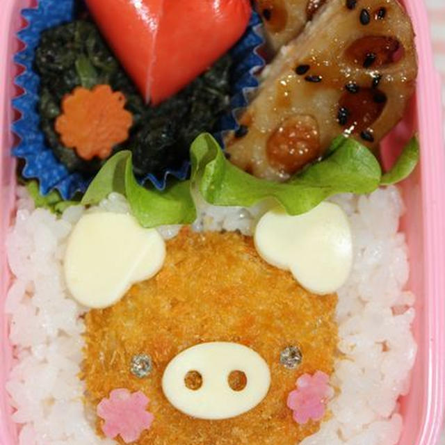 キャラ弁**冷食deブタちゃん