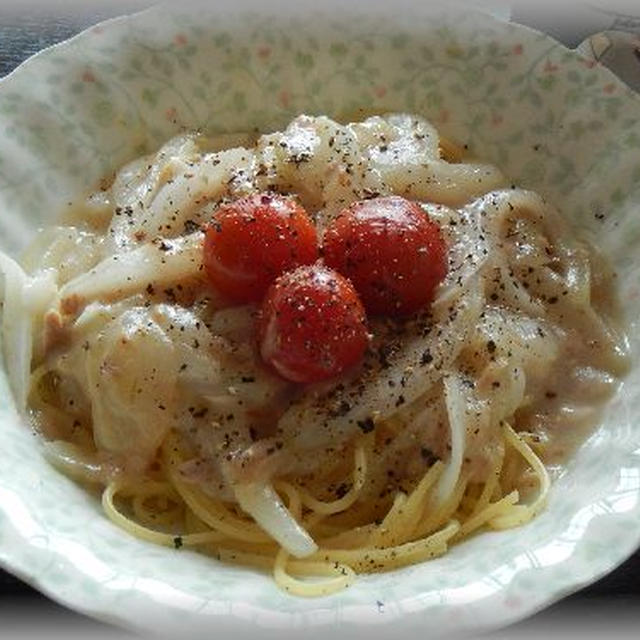 ツナオニオンクリームパスタ～とってもいい香り！