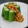【夏野菜レシピ】おくらの白みそカシューナッツ和え。