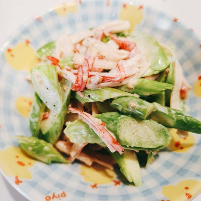 【過去レシピ】息子くん達があっという間に食べた♡アスパラとカニカマのごまマヨ和え