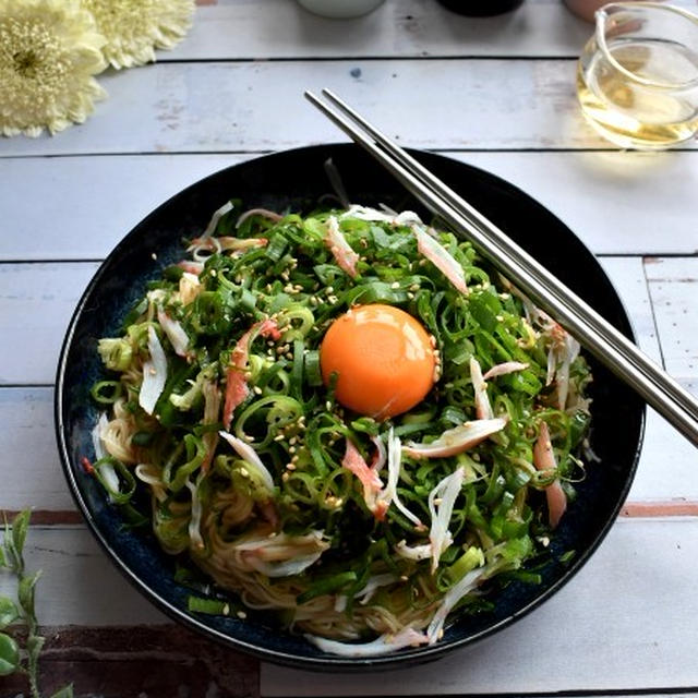 ささっと作れるねぎだくそうめん！油そば風