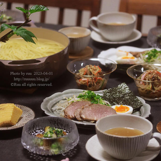 【献立】つけ麺と、茄子のネギニラだれと、もやしと春雨のサラダなど。～”ママご飯食べた”の真意～
