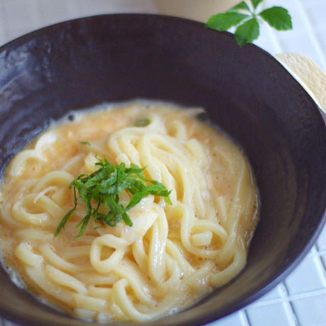 レンジで！もちもち♡冷凍うどんの『たらこカルボナーラ』＊どん兵衛の裏技知ってる？