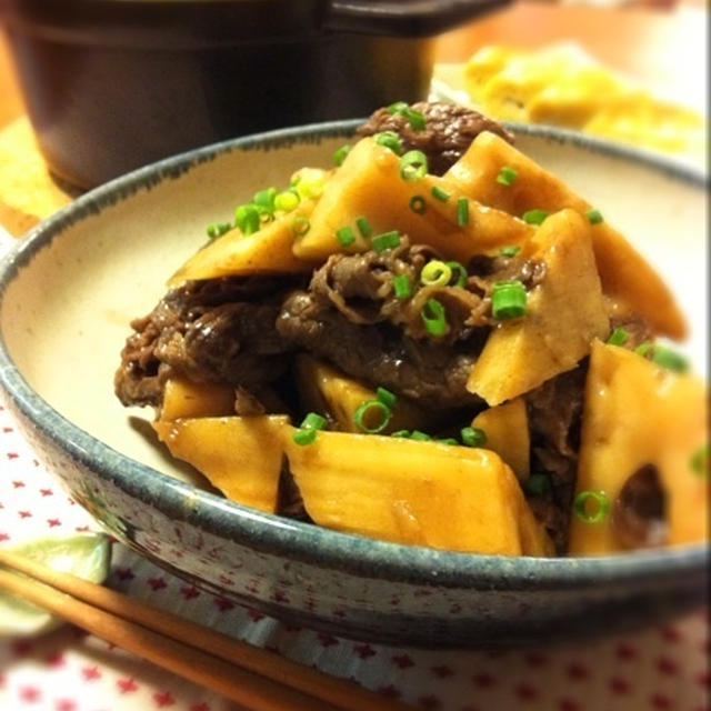 牛肉とレンコンの黒酢煮