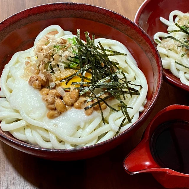 ネバネバトリオでぶっかけうどん ♪