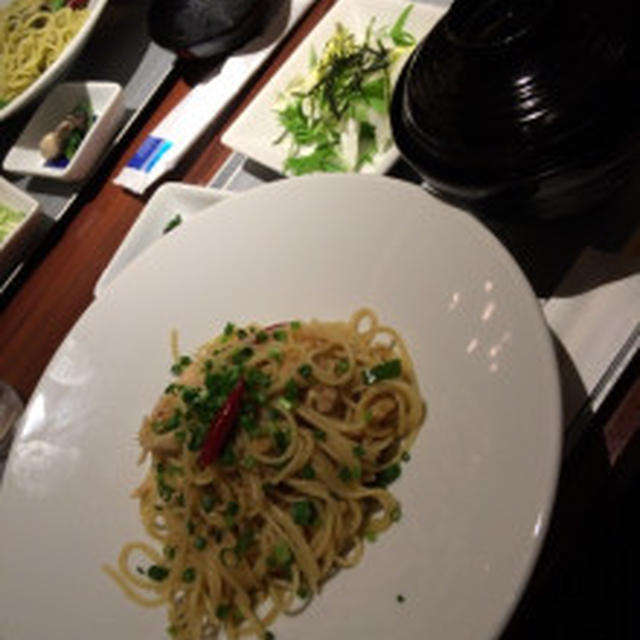 牡蠣と納豆のペペロンチーノに舌鼓