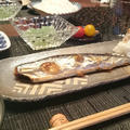 サンマの塩焼きとヒジキ天ぷらの夕食