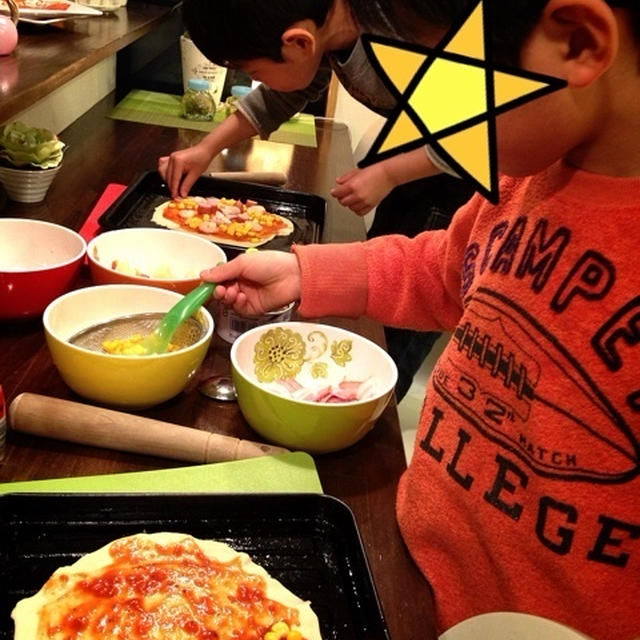 子供達、ピザ作り初挑戦！