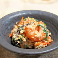 小海老とメンマの中華風白和え♪　　オイスターソースとマヨネーズ（オイマヨ）で味に深みを！