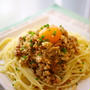 納豆と鶏ひき肉のパスタ