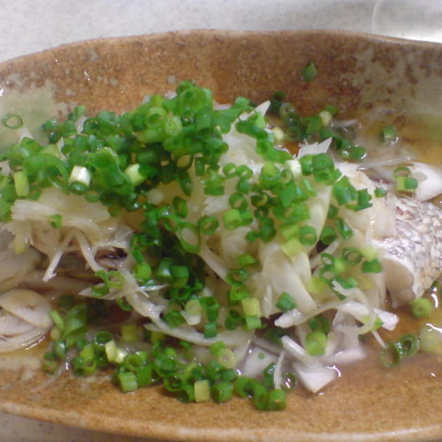 「鯛の蒸し造りネギ乗せ熱ごま油かけ」を作ってみた！