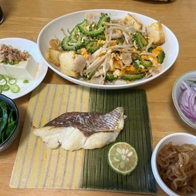 鯛の塩焼きがメインの晩ごはん