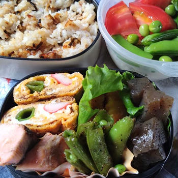 お豆類終盤(⌒∇⌒)・・・・二日分の節約お弁当～♪