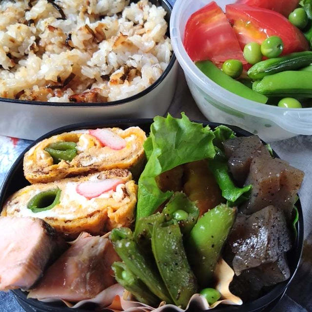 お豆類終盤(⌒∇⌒)・・・・二日分の節約お弁当～♪