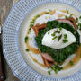 Poached Egg on Pumpkin Waffle with Scallion Maple Butterポーチドエッグ on パンプキンワッフル