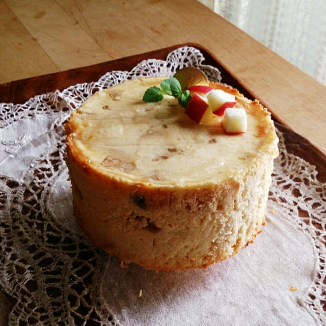 大雨警報と林檎とおからのチーズケーキ♪
