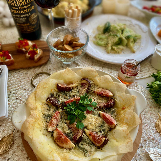 おうちイタリアン！春巻きの皮でバリバリいちじくとブルーチーズピザ