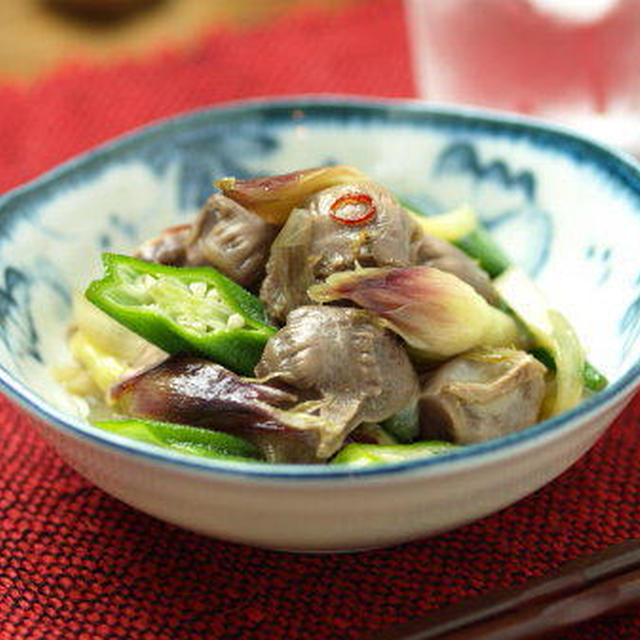 砂肝と茗荷の南蛮煮