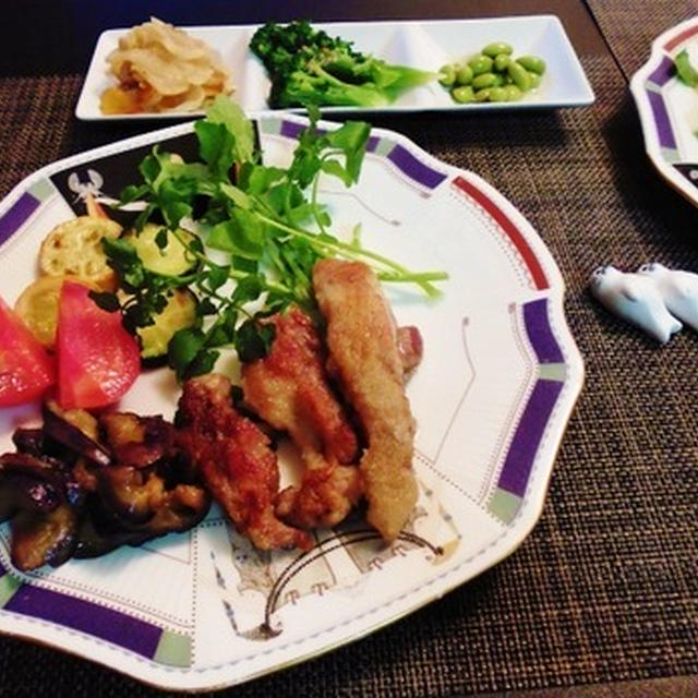 チキンの花椒塩マリネ揚げ焼きと初めての切干大根き★.｡･:*:･ﾟ'☆♪