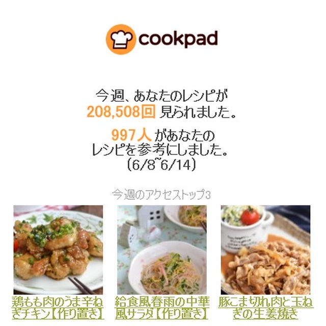 クックパッドさん週間レポート