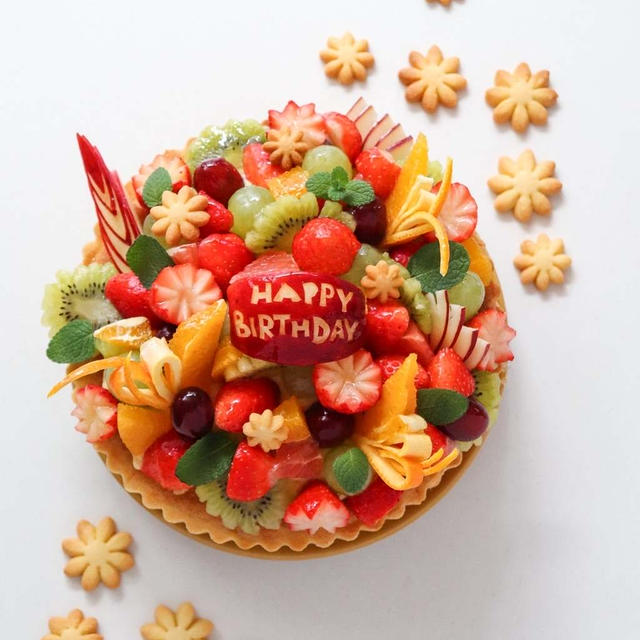 娘の誕生日に作ったフルーツタルトケーキ
