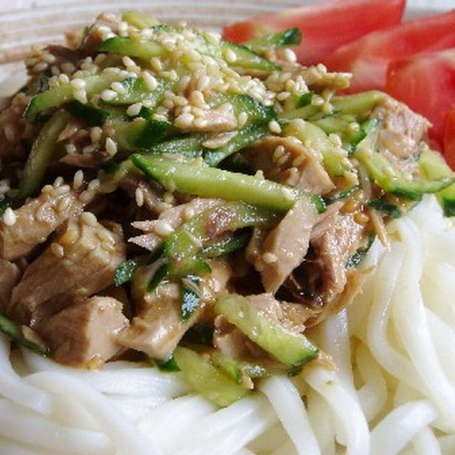 なまり節のバンバンジー風冷やしうどん