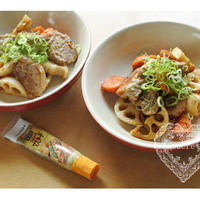 *　つぶ入りマスタード「豚肉＆根菜の醤油マスタード風味」　*