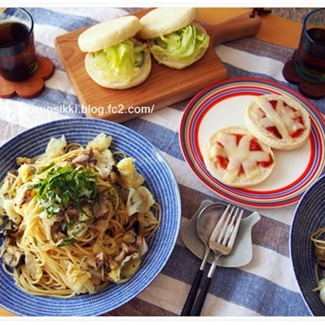 かもめ食堂の器で和風パスタランチ。