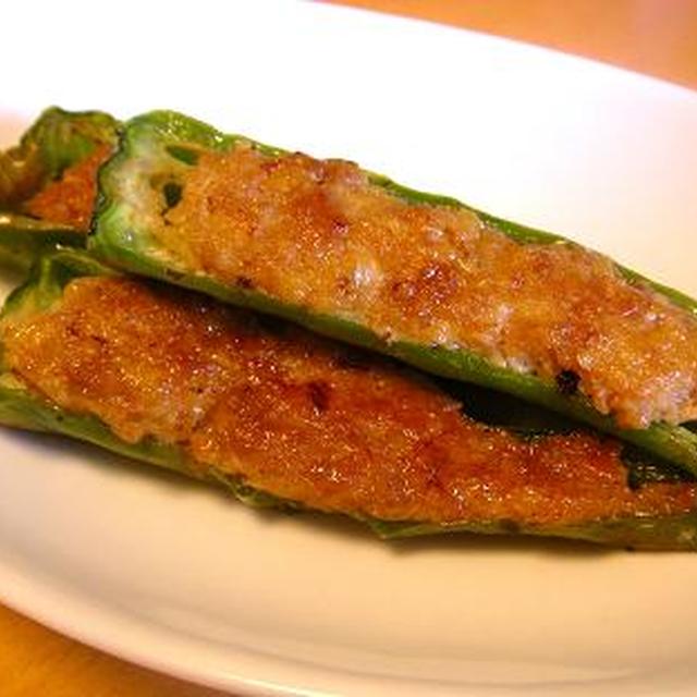 辛かった！ししとう？とうがらし？の肉詰め
