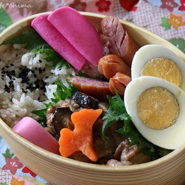ちくわ麩と椎茸の炒め煮弁当