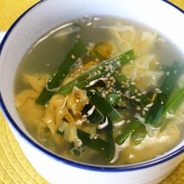 365日汁物レシピNo.265「ニラ玉スープ」