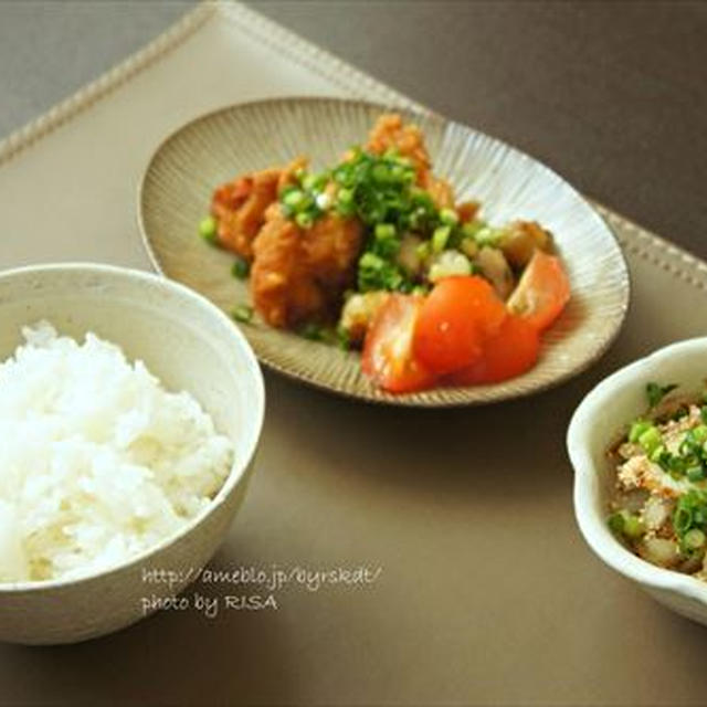 試作中のおかずで朝ごはん