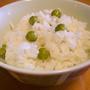 旬のグリーンピースで、豆ごはん