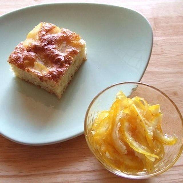 ユズの砂糖漬けとユズおからケーキ　candied yuzu and yuzu okara cake