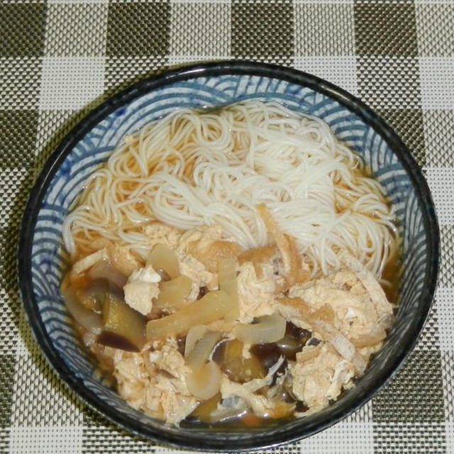 ナスの煮びたしでにゅうめん