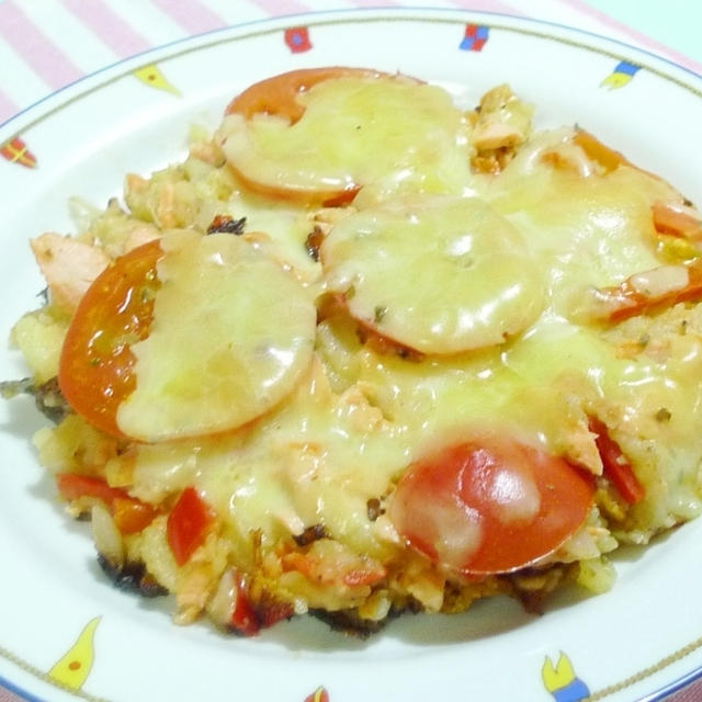 生鮭とジャガイモのピザ風チーズお焼き