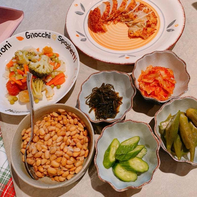 今夜は納豆がメイン