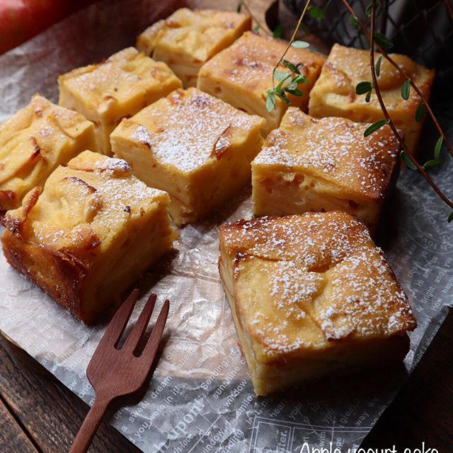 焼くまで混ぜるだけ10分！しっとり♡りんごのヨーグルトケーキ【#簡単レシピ#おやつ】