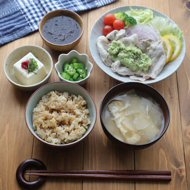 お昼ご飯【豚しゃぶサラダ定食】#簡単#ヘルシーごはん