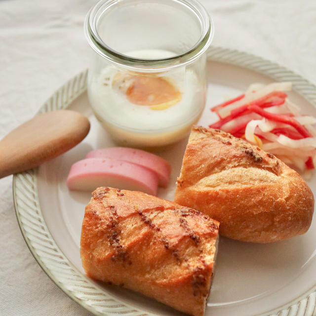 おせちアレンジ、栗きんとんをお洒落朝食に！エッグスラットを作ったよ♡