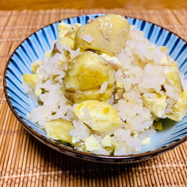 冷凍した栗で甘皮スルスル〜栗おこわ作ってみた♡