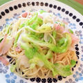 お昼はキャベツとハムの柚子胡椒パスタ！3人家族食費月1万5千円台のごはん。