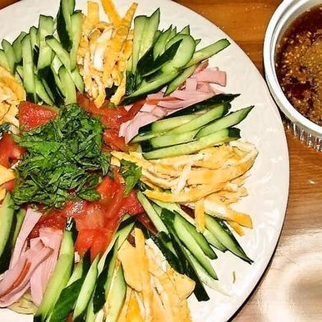 インスタント麺で冷麺風＆アジのオイスターソース照り焼き