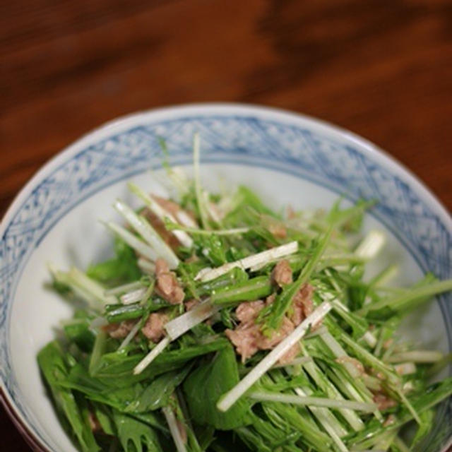 サラダ水菜とツナのぽん酢サラダ