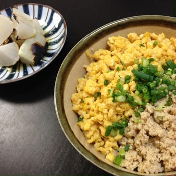 高野のそぼろ丼＆大根のシンプル網焼き
