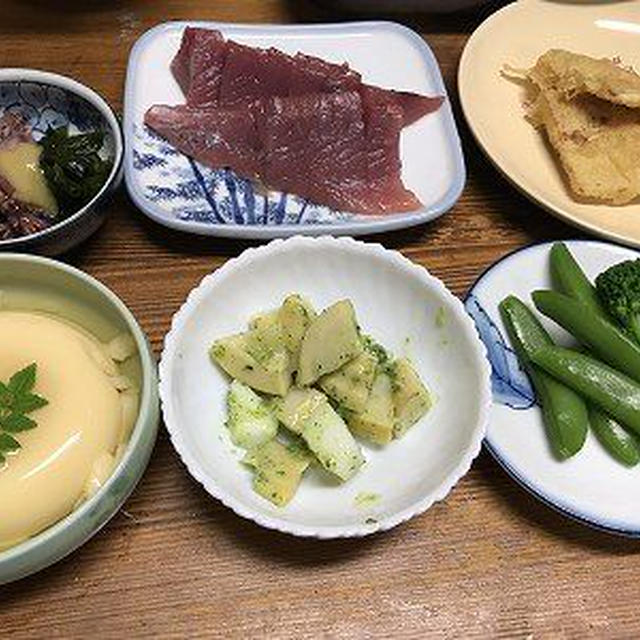鰹の刺身と筍の天ぷら。平成最後の朝ごはん